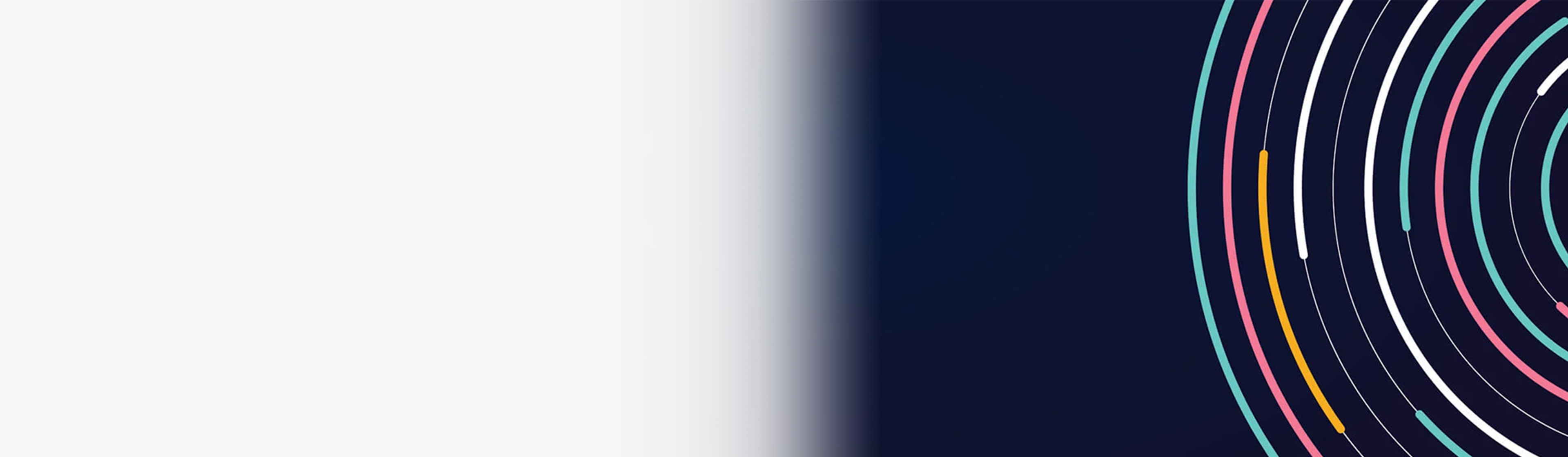 Abstract graphic of offset, circular lines of varying weights and colors