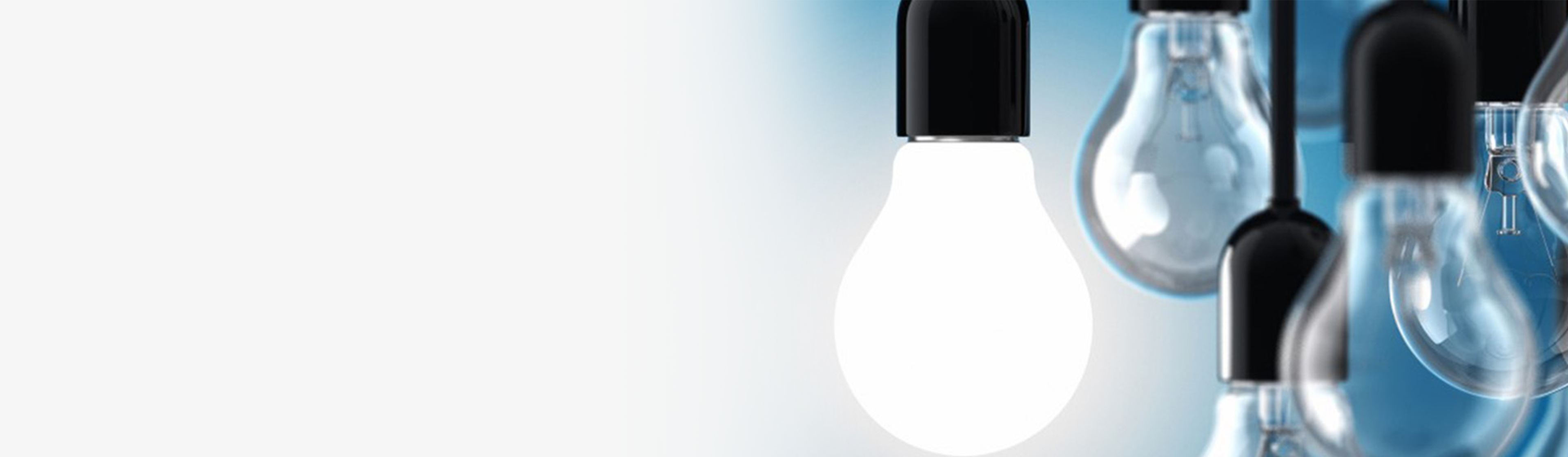 Group of lightbulbs on a blue background.